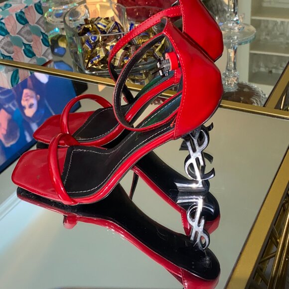 Saint Laurent Opyum YSL High Heel Sandals Red US7.5 E38+ - Picture 8 of 14